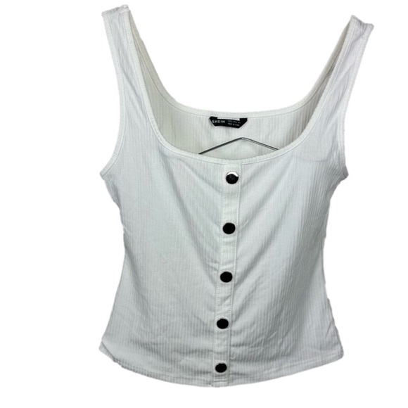 Shein white crop top with buttons. - Picture 1 of 4